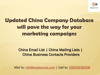 China Business Mailing List | Chinese Email Database | B2B