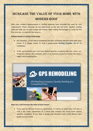 Increase the Value of Your Home with Modern Roof