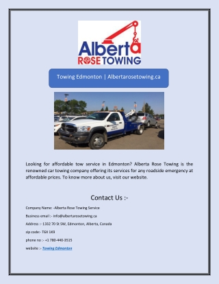 Towing Edmonton | Albertarosetowing.ca