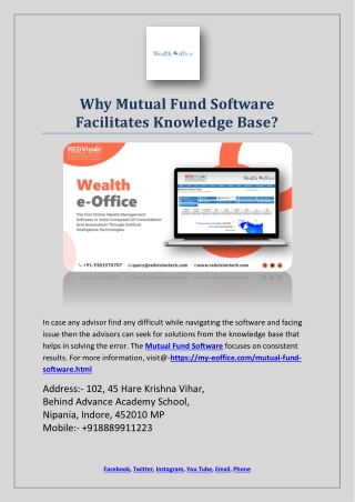 Why Mutual Fund Software Facilitates Knowledge Base?