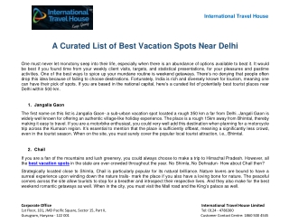 A Curated List of Best Vacation Spots Near Delhi