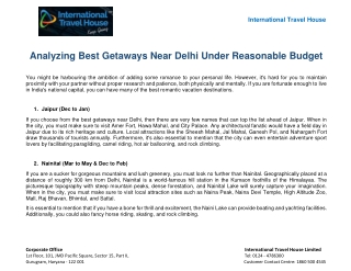 Analysing Best Getaways Near Delhi Under Reasonable Budget