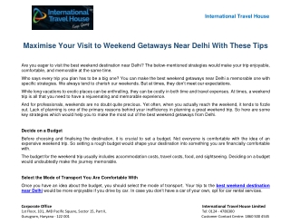 Maximise Your Visit to Weekend Getaways Near Delhi With These Tips