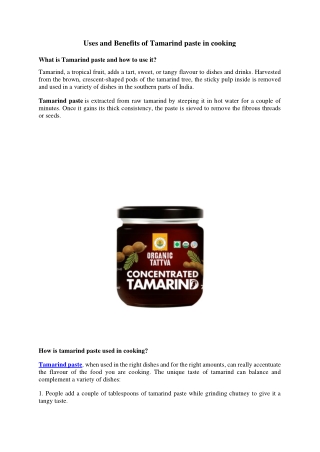 Uses and Benefits of Tamarind paste in cooking