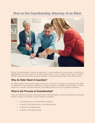 How to Get Guardianship Attorney of an Elder