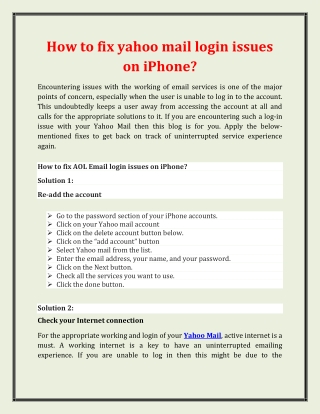How to fix yahoo mail log in issues on iPhone