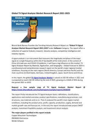 Global TV Signal Analyzer Market Research Report 2021-2025