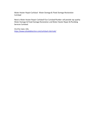 Water Heater Repair Carlsbad - Water Damage & Flood Damage Restoration Carlsbad