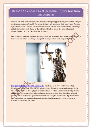 Reason to choose Best personal injury law firm Los Angeles