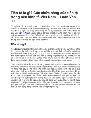 Tiền tệ là gì? Các chức năng của tiền tệ trong nền kinh tế Việt Nam - Luận Văn 99