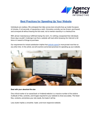 Best Practices for Speeding Up Your Website | Agency Partner Interactive