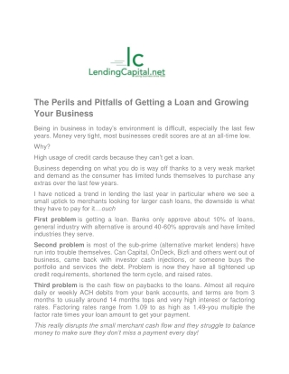 The Perils and Pitfalls of Getting a Loan and Growing Your Business