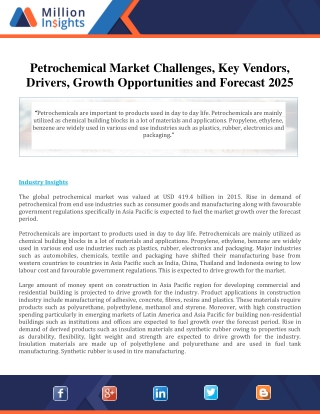 Petrochemical Market Challenges, Key Vendors, Drivers, Growth Opportunities and Forecast 2025