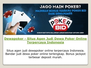 Dewapoker - Situs Agen Judi Dewa Poker Online Terpercaya Indonesia
