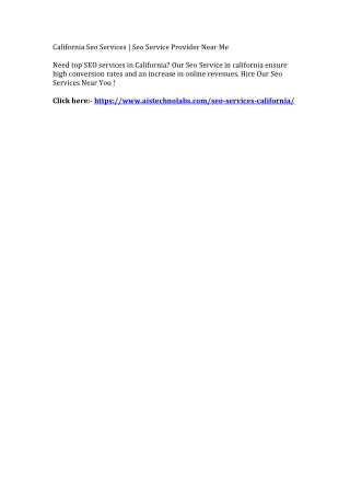 California Seo Services | Seo Service Provider Near Me