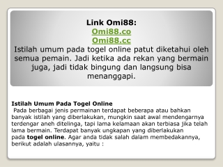 Omi88 – Bandar Judi Bola – Agen Togel Online