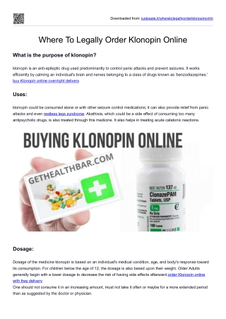 Where To Legally Order Klonopin Online