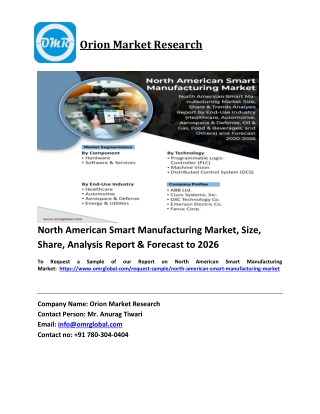 North American Smart Manufacturing Market Trends, Size, Competitive Analysis and Forecast 2020-2026
