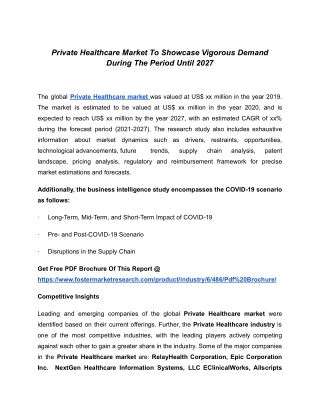 Private Healthcare Market| Key Performing Regions| Drivers And Challenges