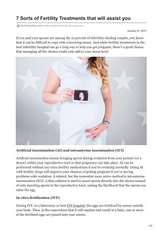 7 Sorts of Fertility Treatments that will assist you