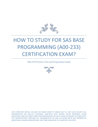 How to Study for SAS Base Programming (A00-233) Certification Exam?