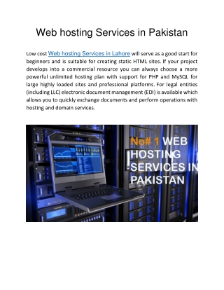 Web hosting Services in Pakistan