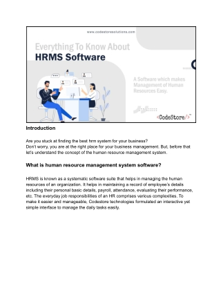 Everything To Know About HRMS Software | CodeStore Technologies
