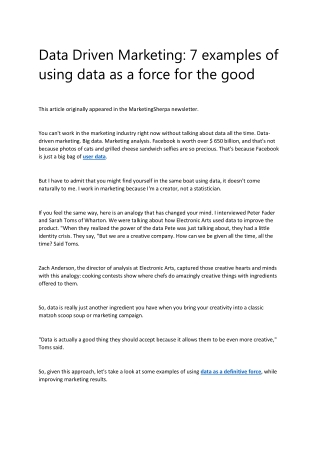 Data Driven Marketing: 7 examples of using data as a force for the good