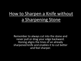 How to Use Knife Sharpening Stone