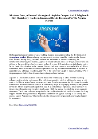 Arginine Market - Global Opportunity Analysis, Industry Trends and Forecast