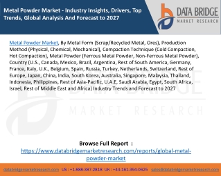 Metal Powder Market - Industry Insights, Drivers, Top Trends, Global Analysis And Forecast to 2027