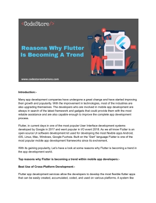Reasons Why Flutter is Becoming a Trend Within Mobile App Developers