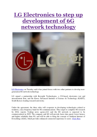 LG Electronics to step up development of 6G network technology