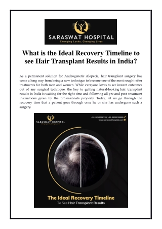 What is the Ideal Recovery Timeline to see Hair Transplant Results in India?