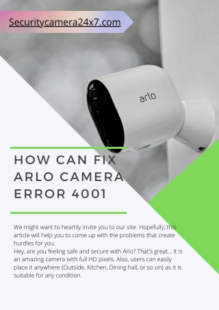 How Can Fix Arlo camera error 4001