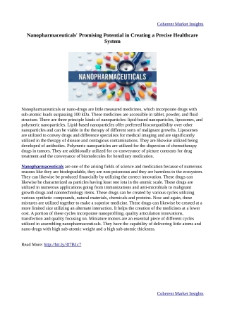 Nanopharmaceuticals' Promising Potential in Creating a Precise Healthcare System