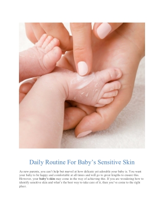 Daily Routine For Baby's Sensitive Skin - The Moms Co.