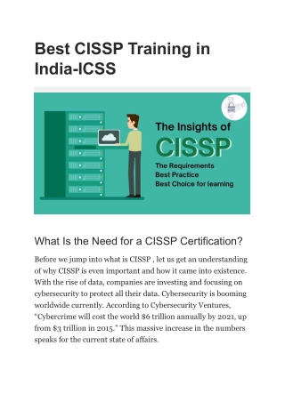 Best CISSP Training in India-ICSS