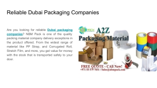 Reliable Dubai Packaging Companies