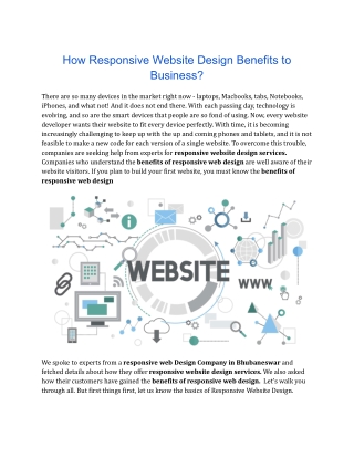 How Responsive Website Design Benefits to Business?