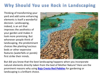 Why Should You use Rock in Landscaping