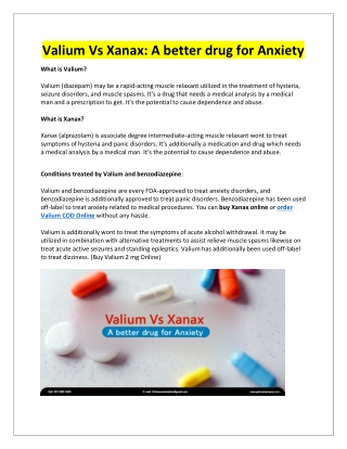 Valium Vs Xanax: A better drug for Anxiety