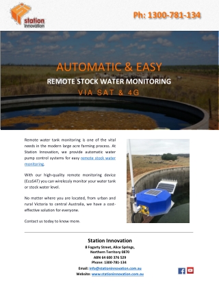 AUTOMATIC & EASY REMOTE STOCK WATER MONITORING VIA SAT & 4G