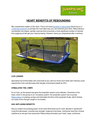 HEART BENEFITS OF REBOUNDING