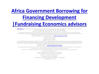 Africa Government Borrowing for Financing Development |Fundraising Economics advisors