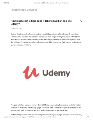 How much cost & time does it take to build an app like Udemy?