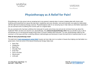 Physiotherapy as A Relief for Pain!