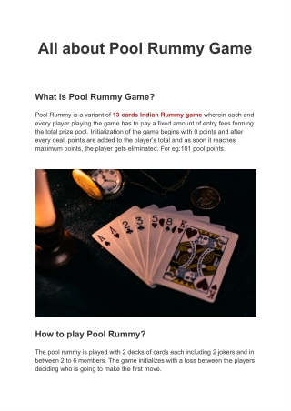 All about pool rummy game