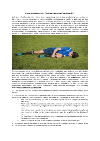 Important Methods to Treat Most Common Sport Injuries?