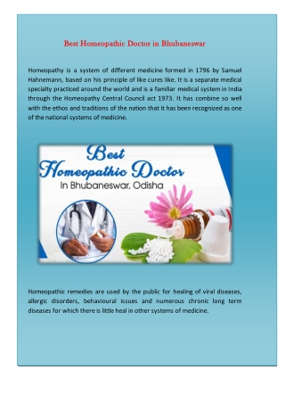 Best homeopathic doctor in Bhubaneswar